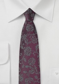 Plum Colored Floral Tie