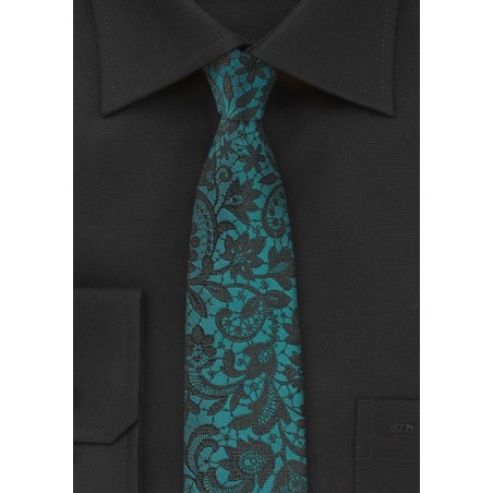 Ocean Teal Blue Floral Tie