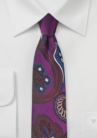 Violet, Red, Blue, and Silver Paisley Tie | Cheap-Neckties.com