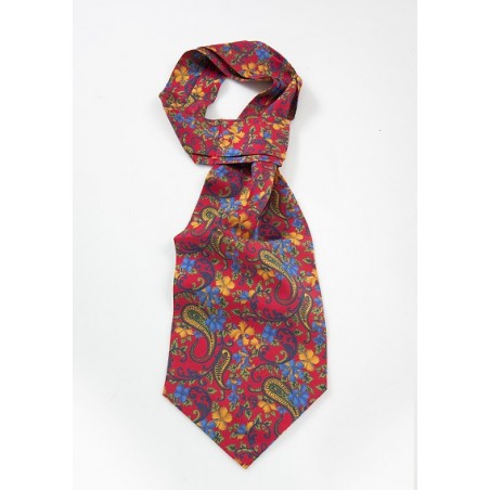 Floral Ascot Tie in Red
