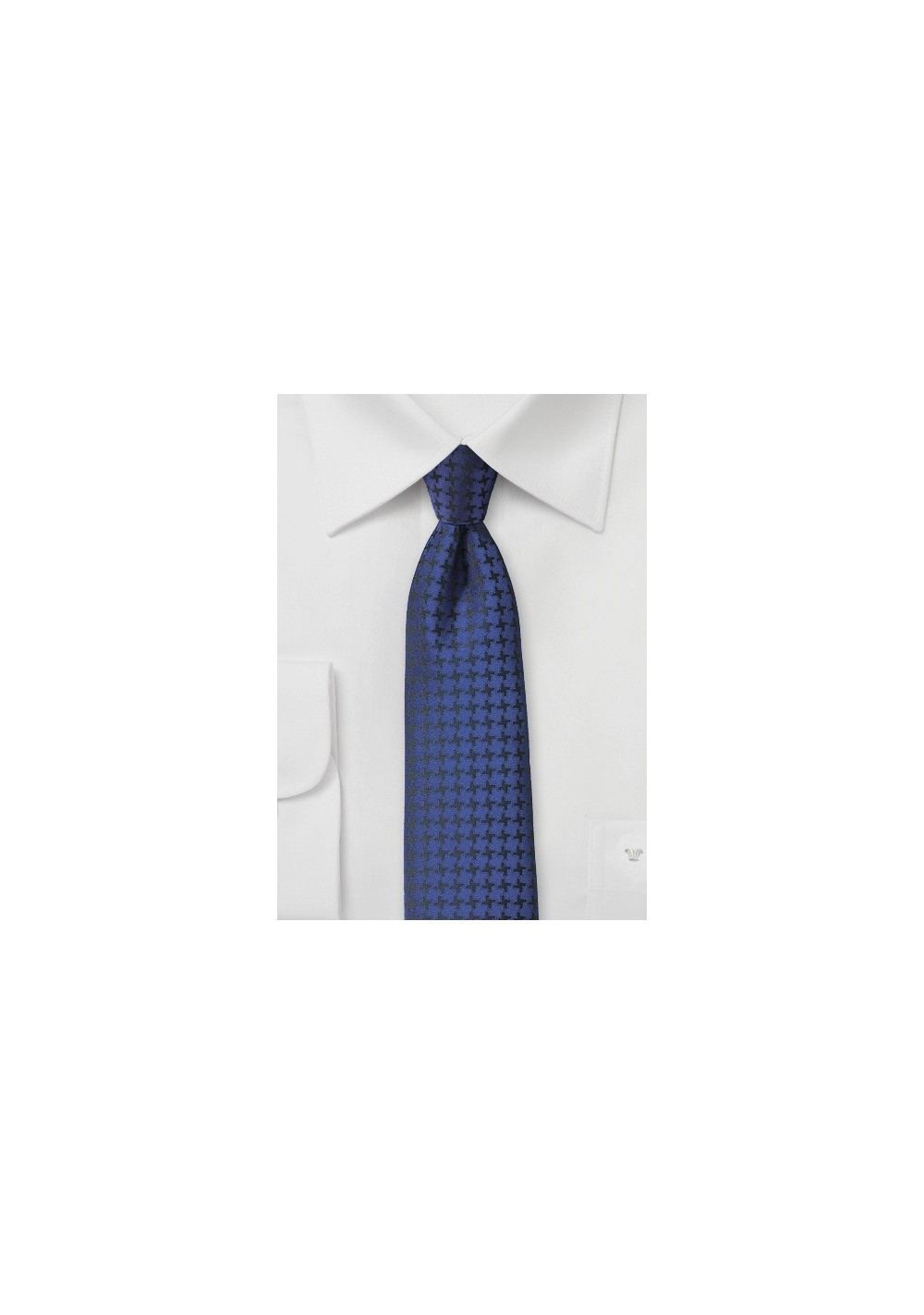 Houndstooth Check Tie in Twilight Blue