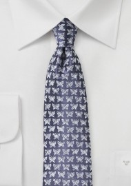 Designer Silk Tie in Violet with Butterfly Print