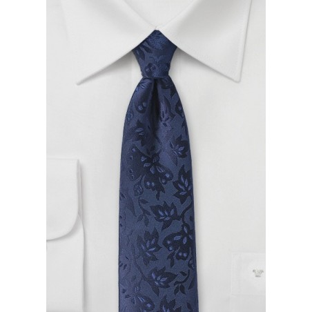 Floral Silk Tie in Midnight Blue