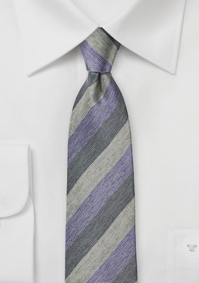 Lavender and Gray Striped Tie