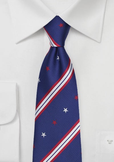 Repp Striped Necktie with Stars and Stripes