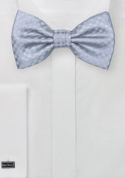 Elegant Silver Micro Check Bow Tie
