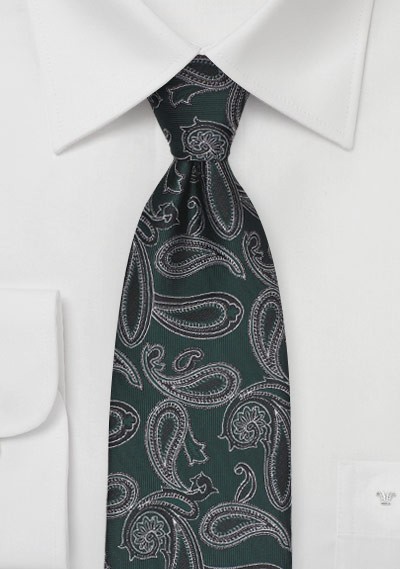 Hunter Green Paisley Tie