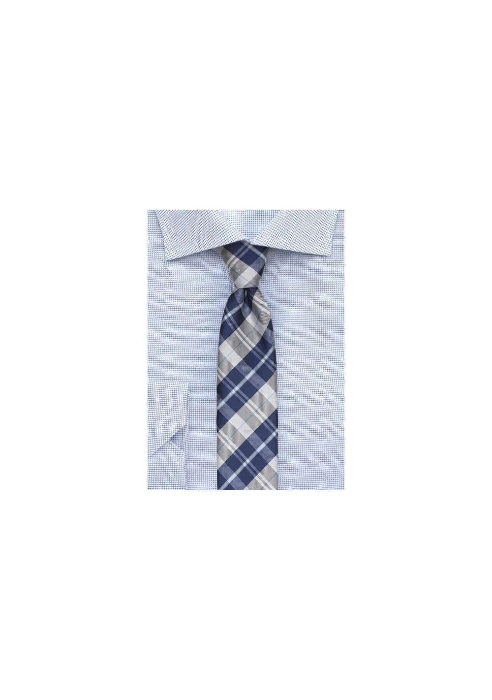 Tartan Plaid Tie in Royal Blue and Silver