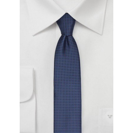 Micro Check Skinny Tie in Blue