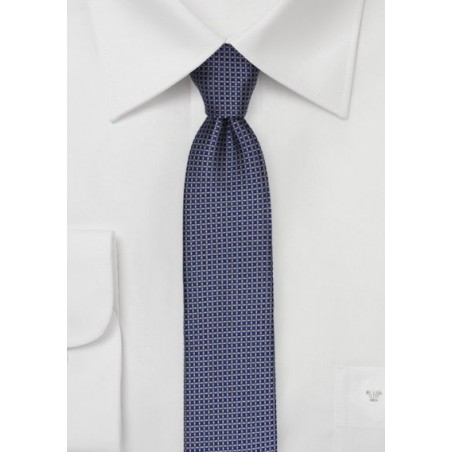 Micro Checkered Skinny Tie in Silver and Blue