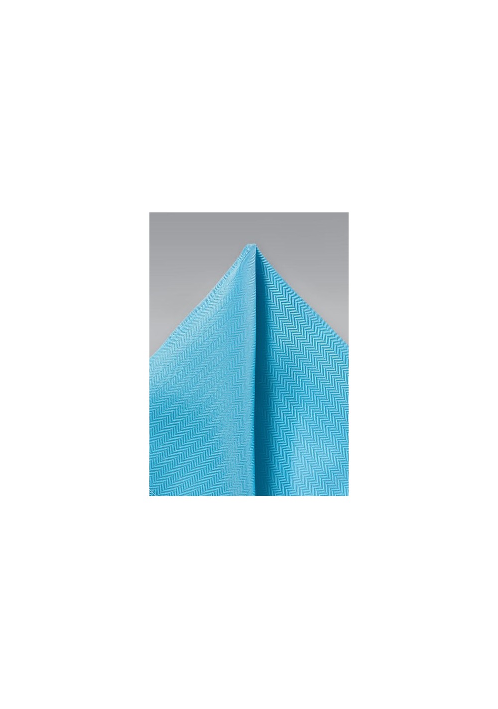 Cyan Blue Herringbone Pocket Square
