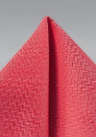 Herringbone Pocket Square in Valentine Red