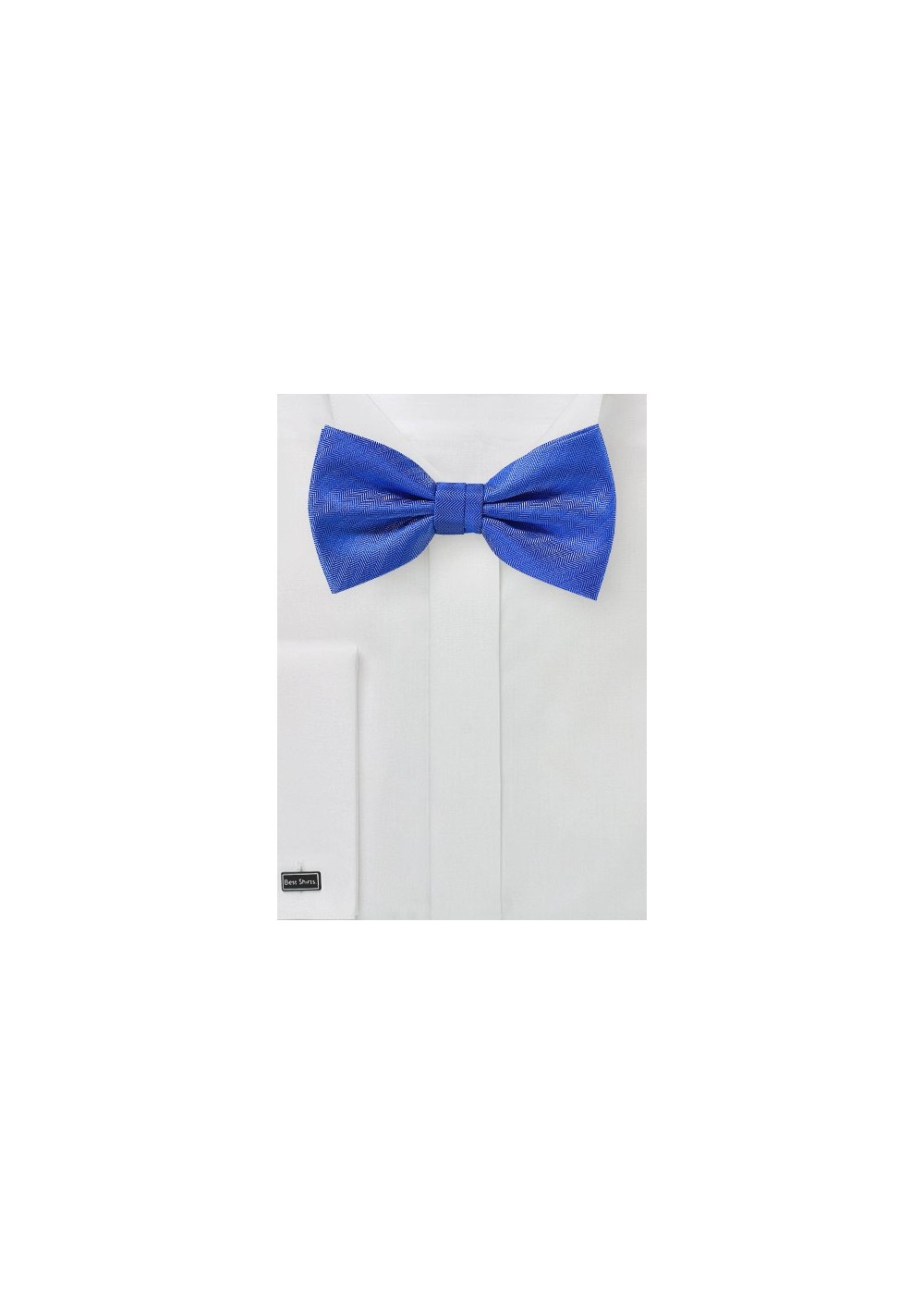 Marine Blue Herringbone Bow Tie