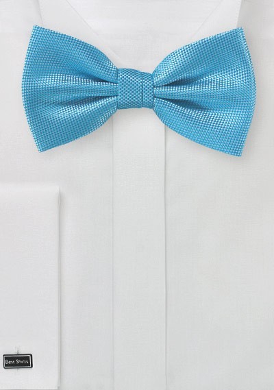 Textured Turquoise Blue Bow Tie