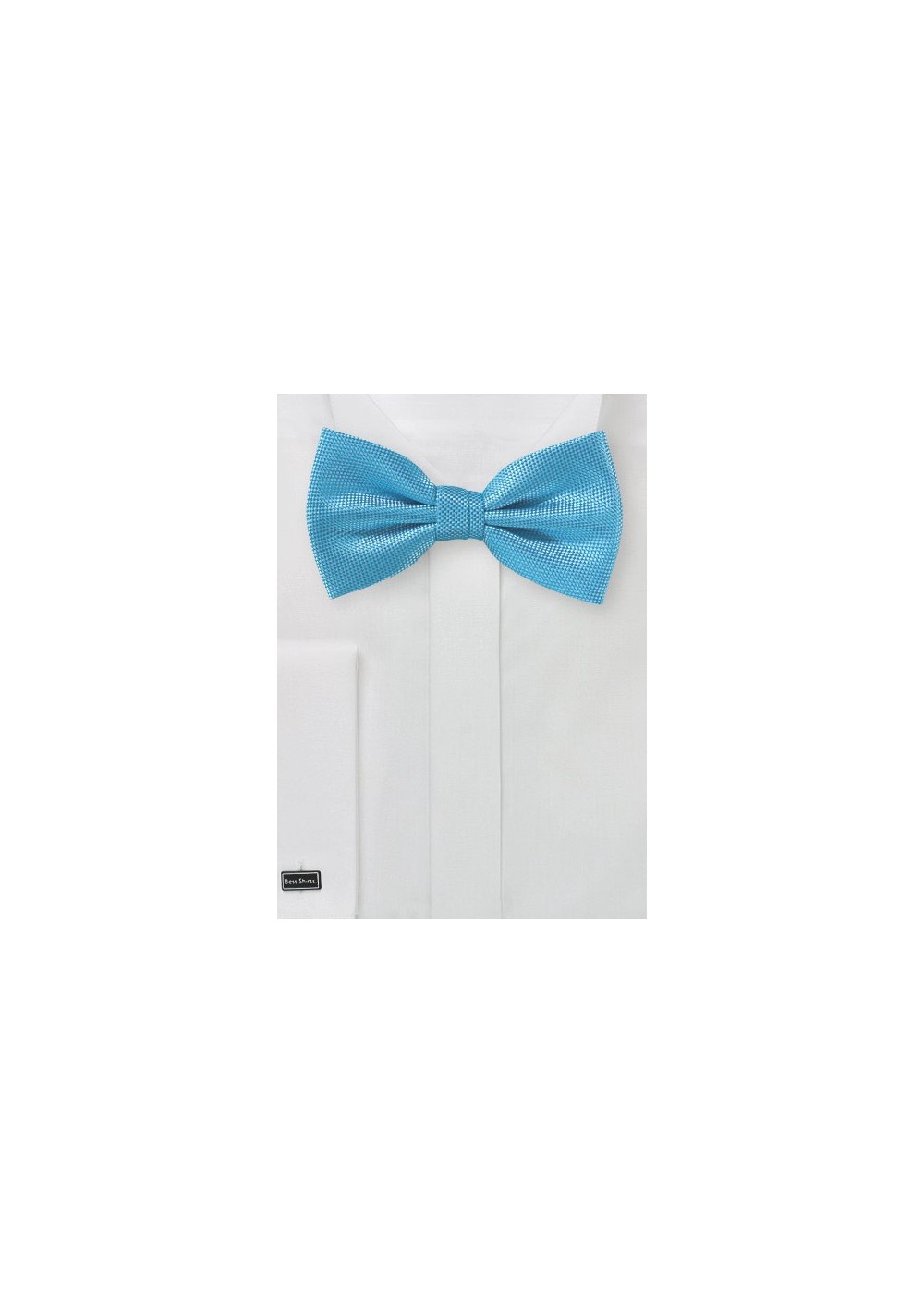 Textured Turquoise Blue Bow Tie