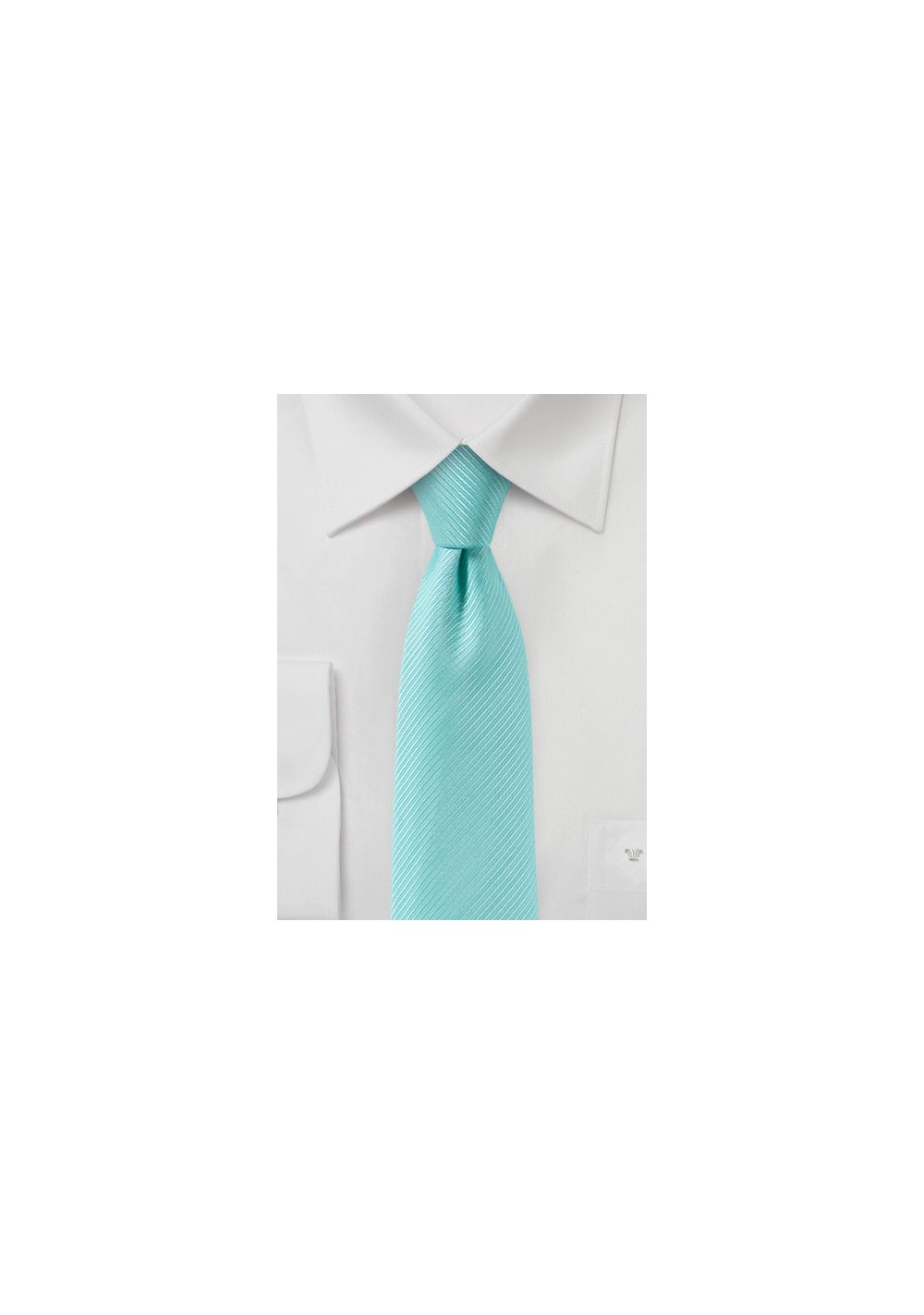 Slim Cut Solid Tie in Aqua Blue