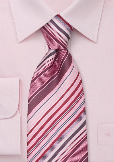 Spring Fashion Ties Pink Striped Necktie
