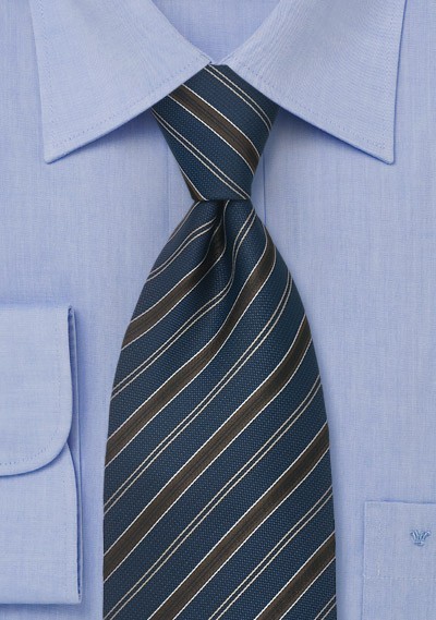 Classic Business Ties Midnight Blue Striped Tie