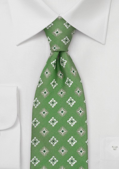 Kelly-Green Floral Tie by Chavalier