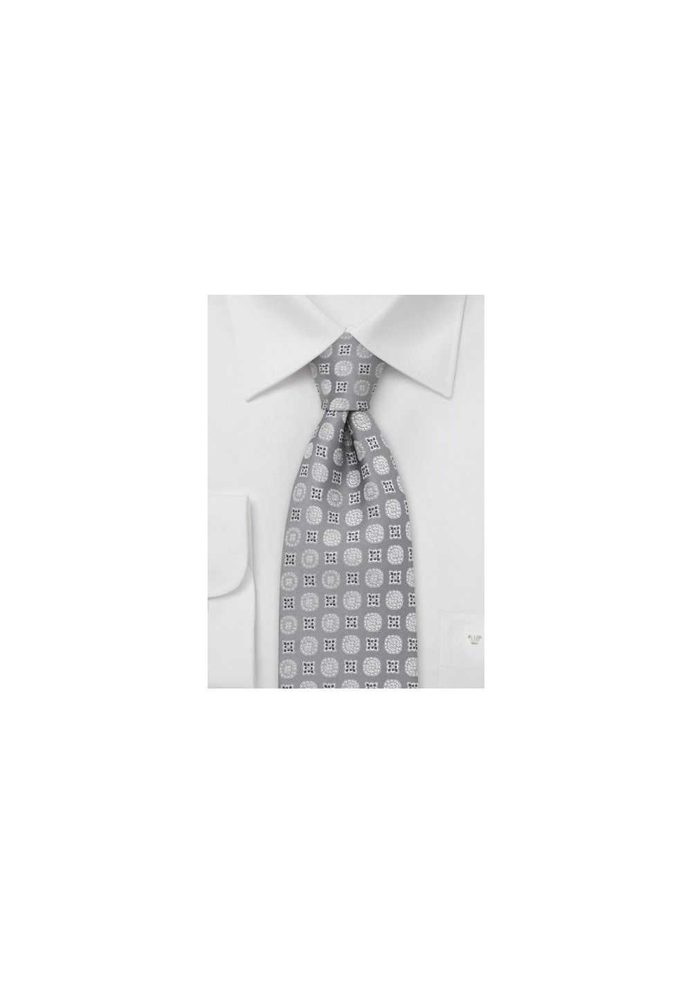 Silver-Gray Floral Tie by Chevalier