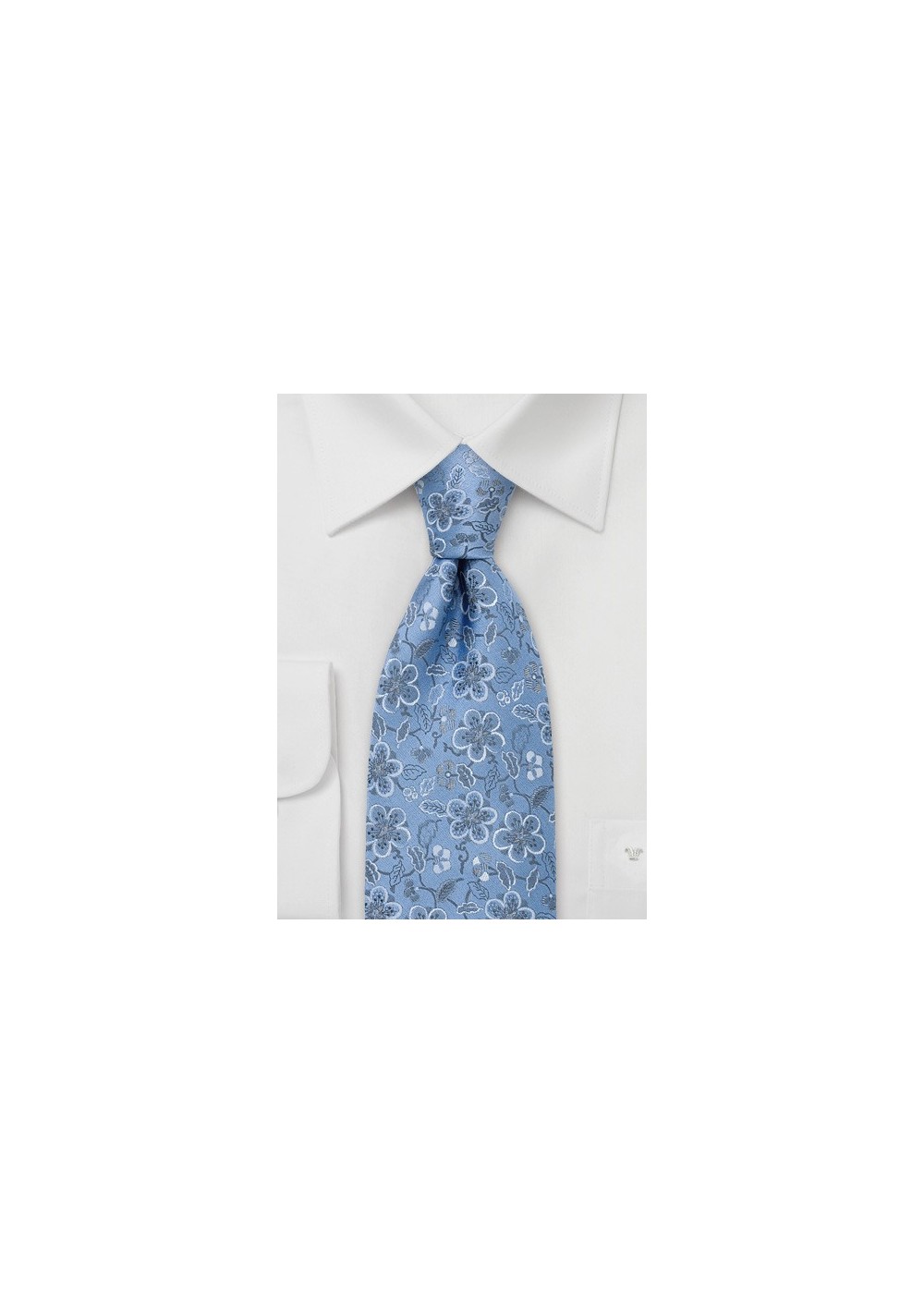 Blue Silk Tie by Chevalier With Floral Pattern