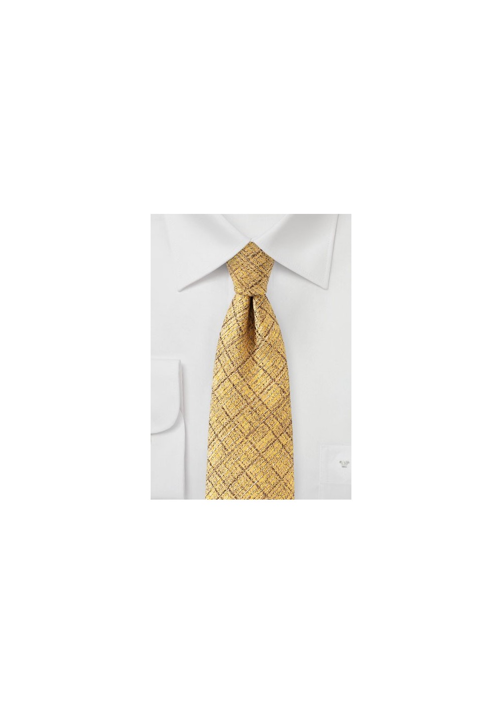 Shiny Gold Plaid Designer Tie