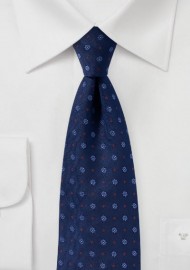 Navy Woven Floral Mens Tie