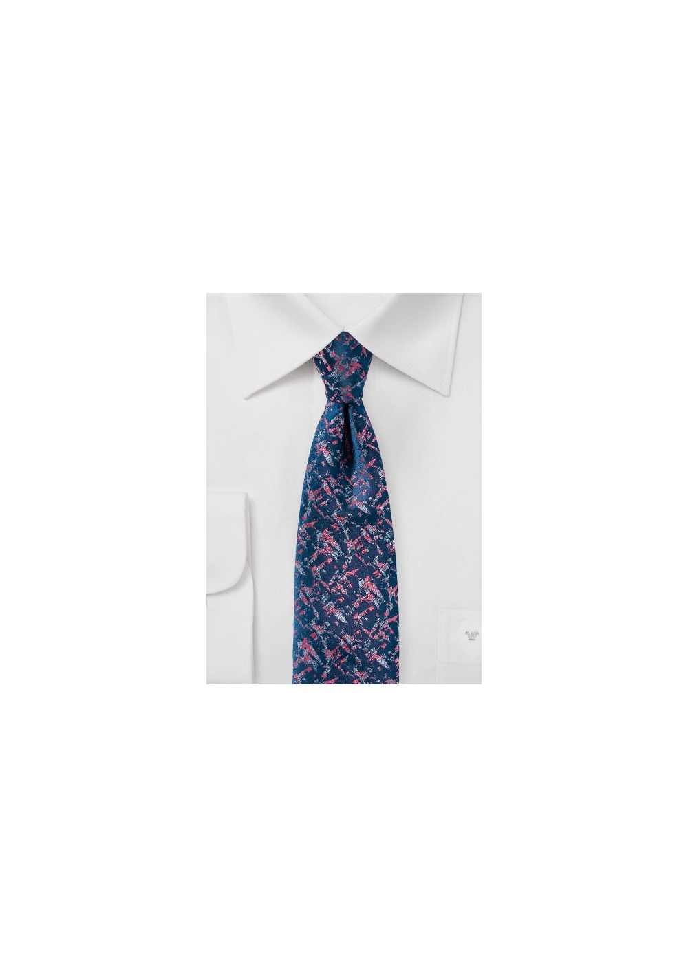 Abstract Designer Tie in Blue and Coral