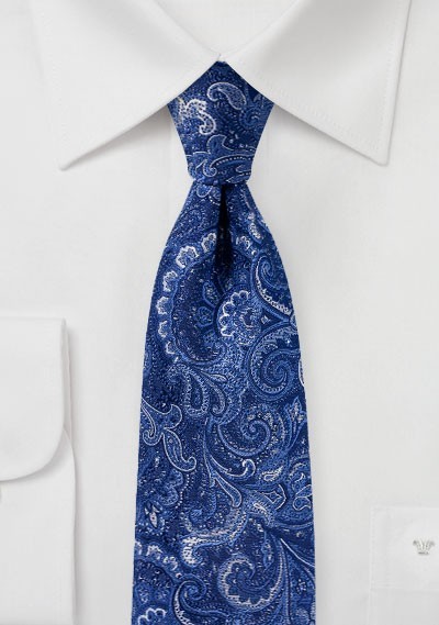 Woven Paisley Tie in Royal Blue