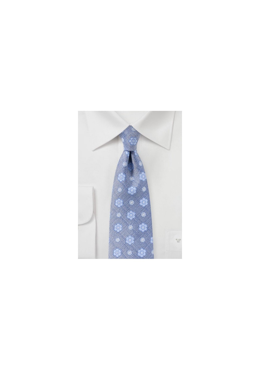 Sky Blue Woven Floral Tie
