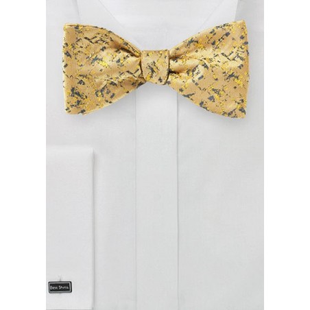 Bright Gold Bow Tie with Abstract Design