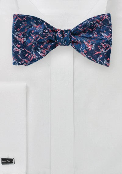 Abstract Art Bow Tie in Navy and Coral