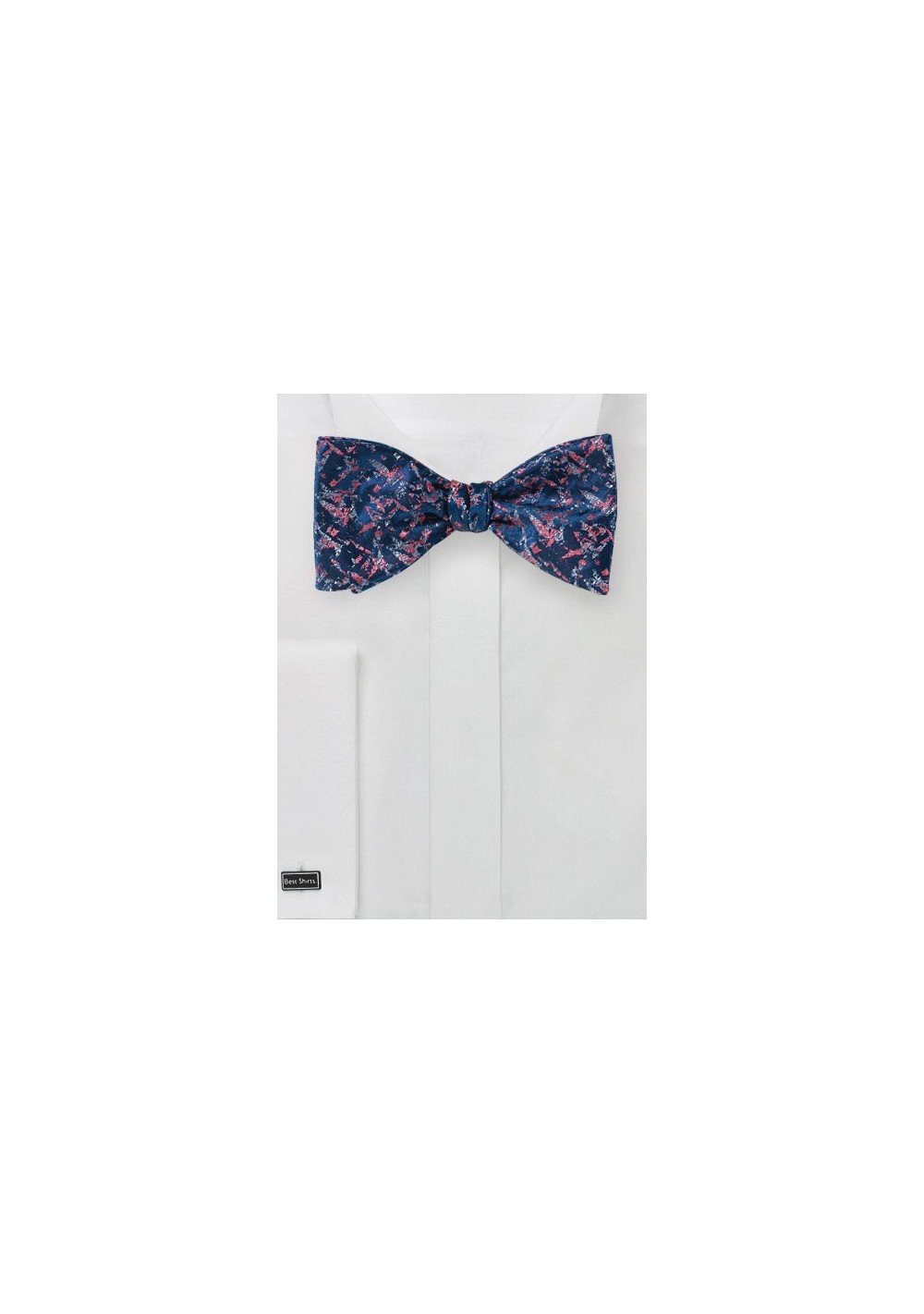 Abstract Art Bow Tie in Navy and Coral