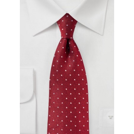 Cherry Red Polka Dot Tie in Matte Silk Finish