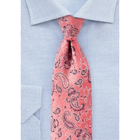 Lobster Pink Paisley Designer Tie