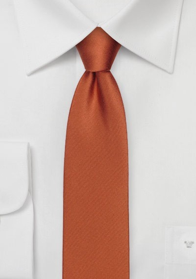 Copper Orange Skinny Silk Tie