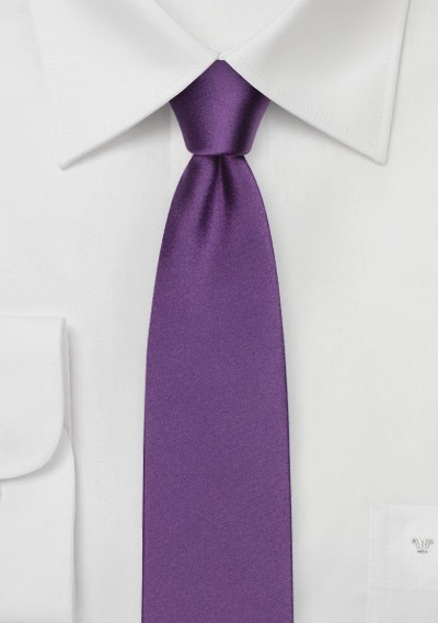 Skinny Silk Tie in Violet Purple