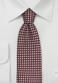 Houndstooth Check Tie in Crimson Red