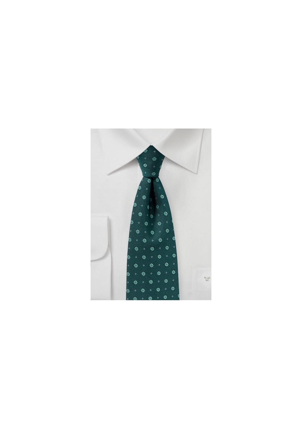 Woven Floral Tie in Hunter Green