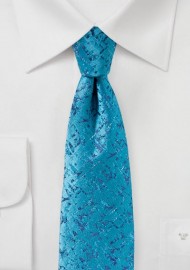 Bright Turquoise Geometric Print Designer Tie
