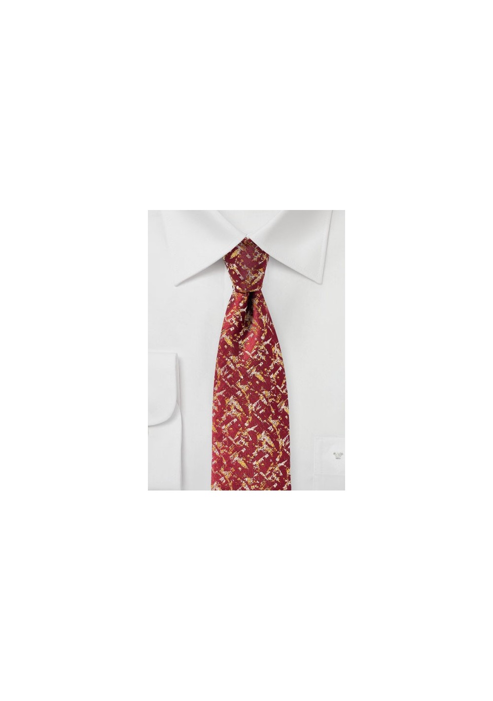 Cherry Red and Gold Designer Mens Tie