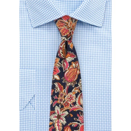 Colorful Vintage Floral Print Tie