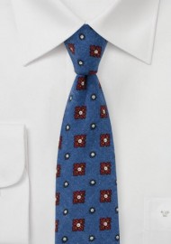Flannel Medallion Print Tie in Indigo