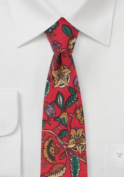 Bold Red and Green Floral Tie
