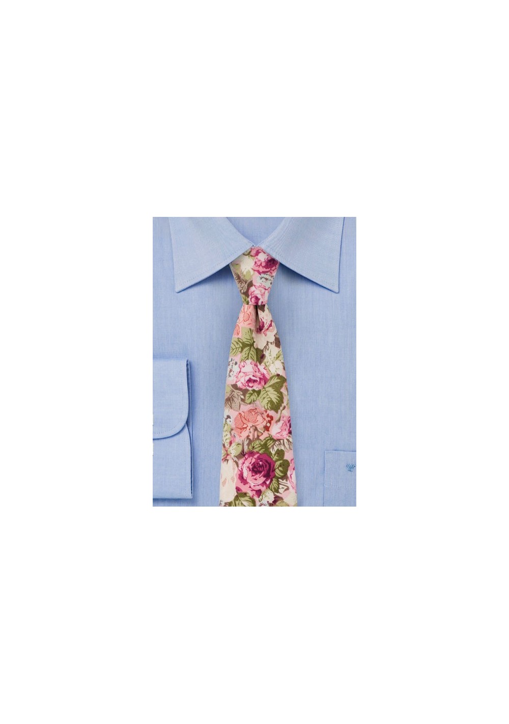 Dusty Rose Floral Tie in Cotton