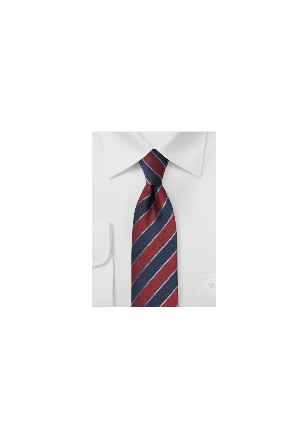 Striped Skinny Tie in Wine Red and Navy