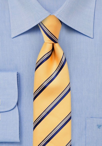 Golden Yellow Striped Skinny Tie