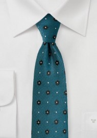 Teal Green Floral Skinny Tie