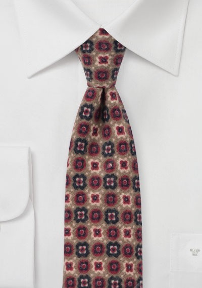 Medallion Print Flannel Tie in Toffee