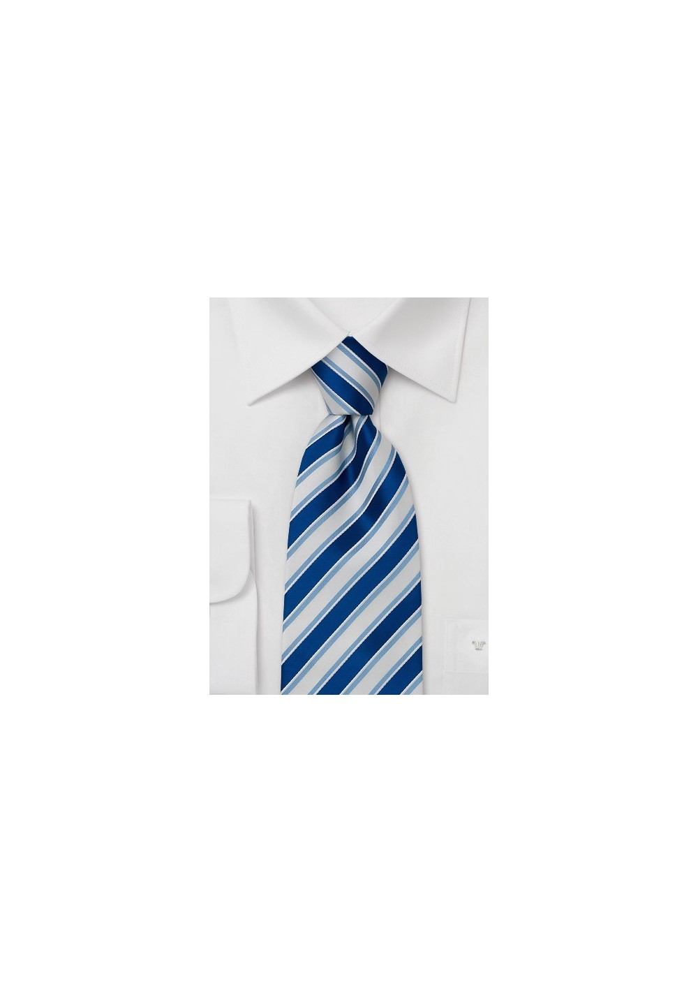 Stripes blue and white silk tie